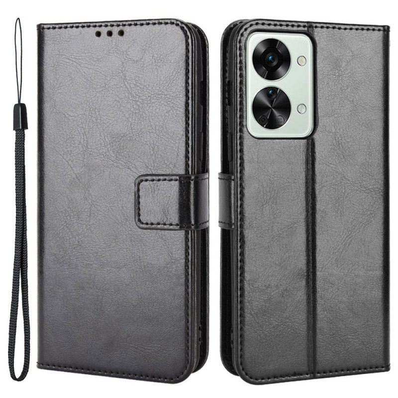 Folio-hoesje voor OnePlus Nord 2T 5G Met Ketting Faux Leather Flashy Met Riem