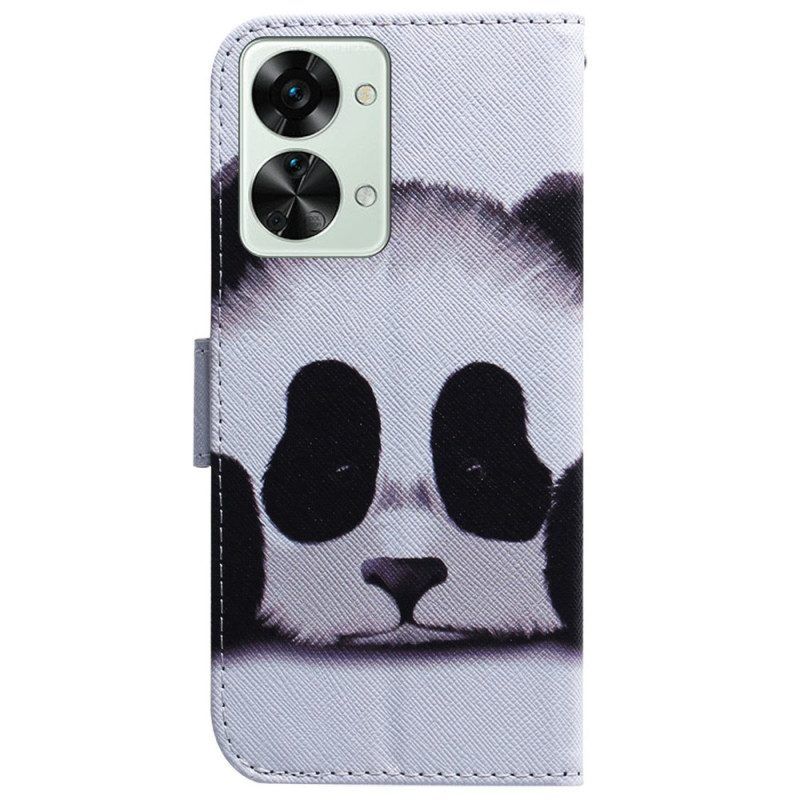 Folio-hoesje voor OnePlus Nord 2T 5G Met Ketting Strakke Panda