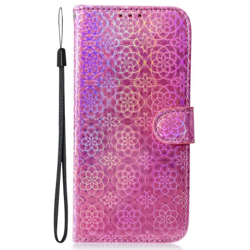 Folio-hoesje voor OnePlus Nord 2T 5G Met Ketting Strappy Geometrische Bloemen