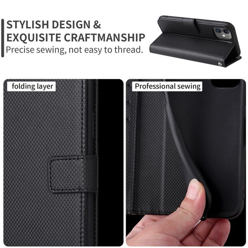 Folio-hoesje voor OnePlus Nord CE 2 5G Met Ketting Strappy Diamant Textuur