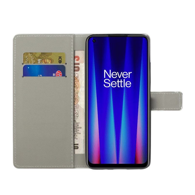 Folio-hoesje voor OnePlus Nord CE 2 5G Vlinder Op Stof