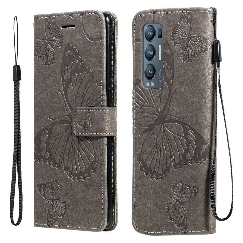 Folio-hoesje voor Oppo Find X3 Neo Flip Case Vlinders En Schuine Klep