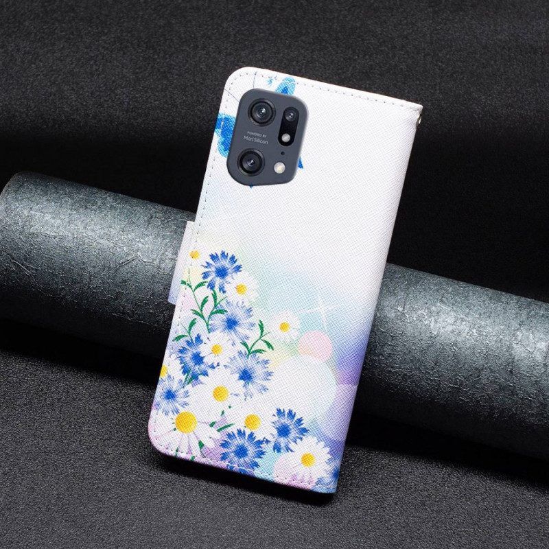 Folio-hoesje voor Oppo Find X5 Pro Aquarel Vlinders