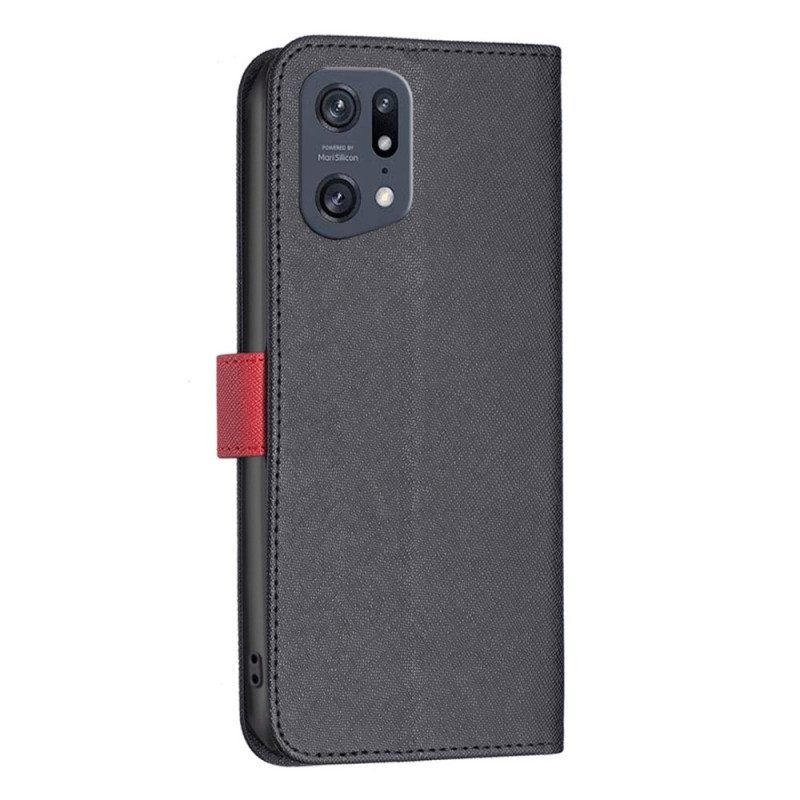 Folio-hoesje voor Oppo Find X5 Pro Imitatieleer Tetxuré Binfen Kleur