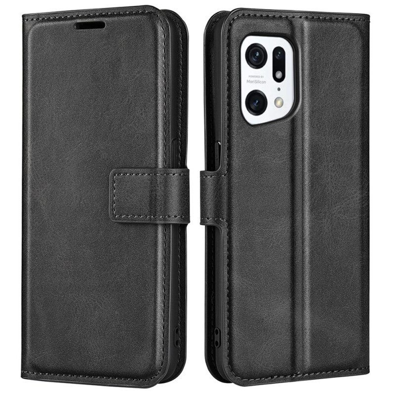 Folio-hoesje voor Oppo Find X5 Slank Extreem Leereffect