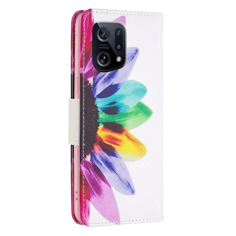 Folio-hoesje voor Oppo Find X5 Waterverf Bloem