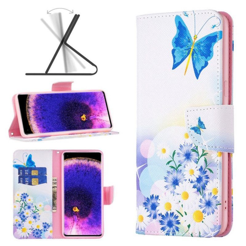 Folio-hoesje voor Oppo Reno 7 Aquarel Vlinders