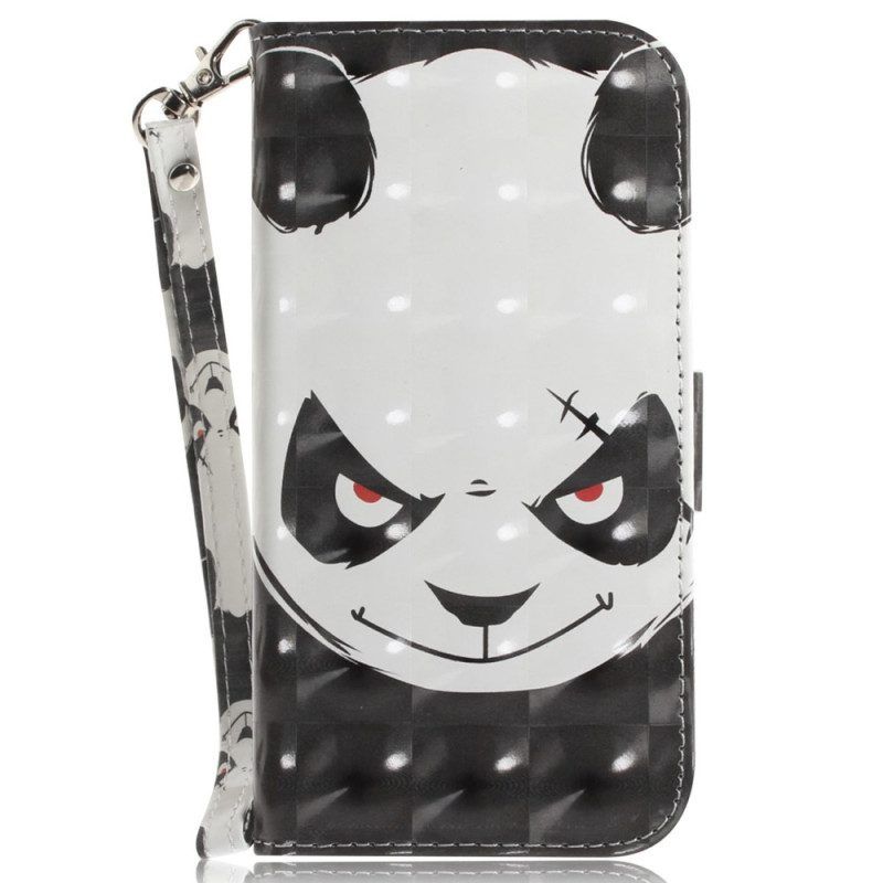 Folio-hoesje voor Oppo Reno 7 Met Ketting Boze Panda Met Lanyard