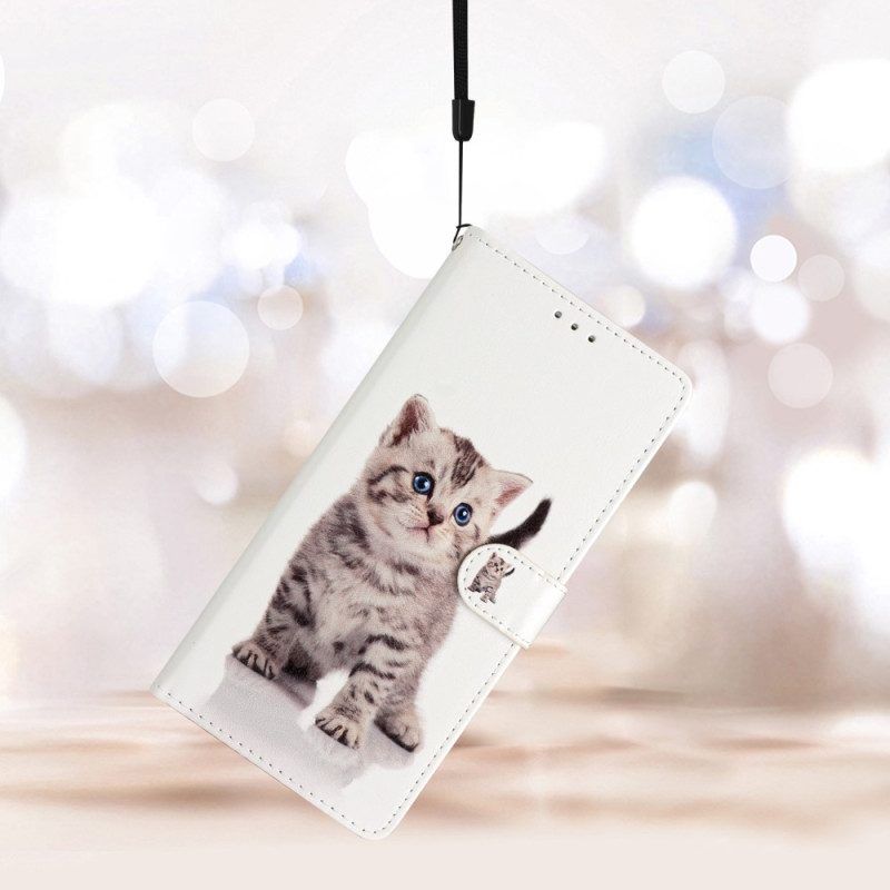 Folio-hoesje voor Oppo Reno 8 Pro Met Ketting Bandjes Katje