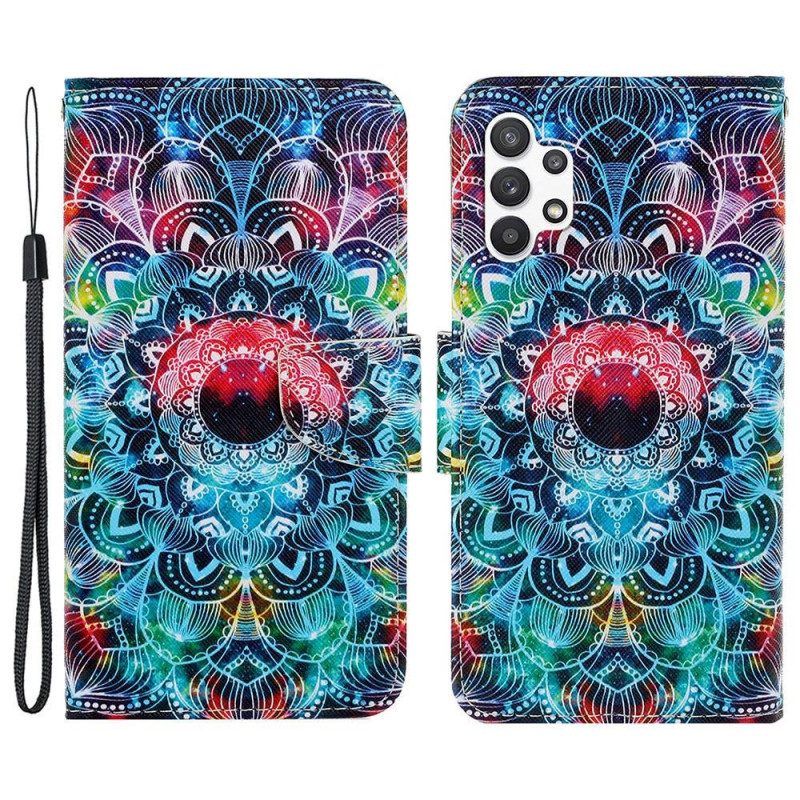 Folio-hoesje voor Samsung Galaxy A13 Met Ketting Stammen Olifant