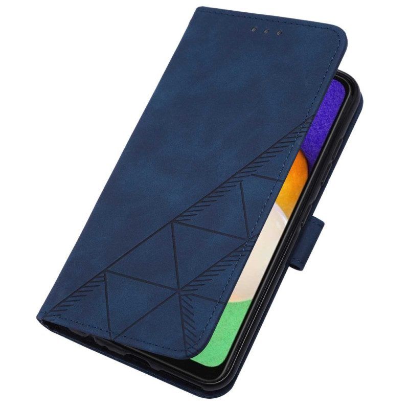 Folio-hoesje voor Samsung Galaxy A14 / A14 5G Driehoeken Met Lanyard