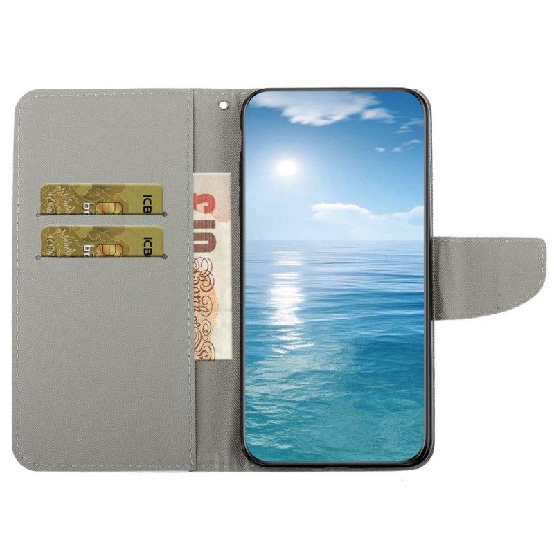 Folio-hoesje voor Samsung Galaxy A14 / A14 5G Met Ketting Camerahoes En Standaard