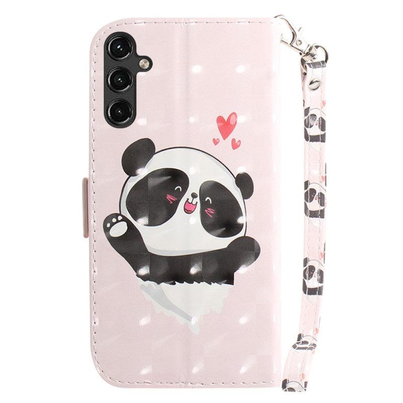 Folio-hoesje voor Samsung Galaxy A14 / A14 5G Met Ketting Panda Love Met Sleutelkoord