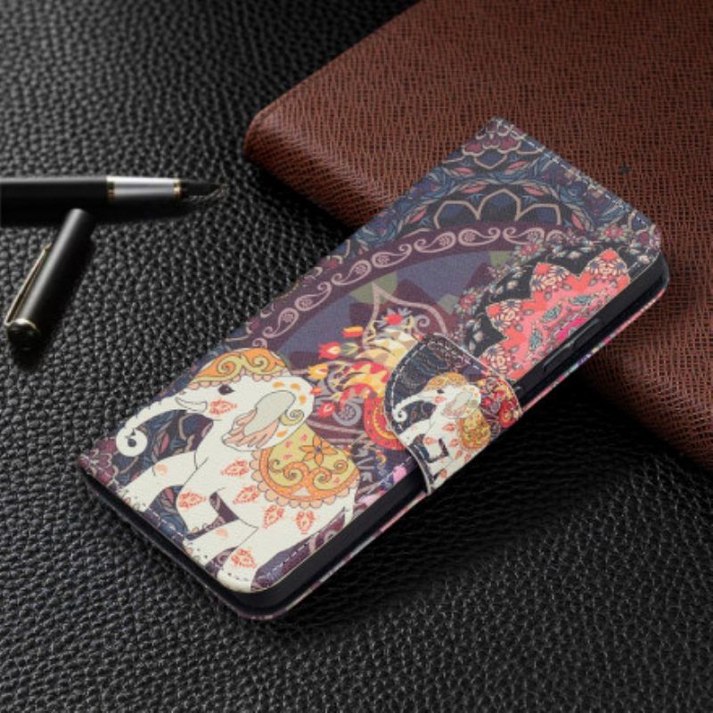 Folio-hoesje voor Samsung Galaxy A52 4G / A52 5G / A52s 5G Etnische Olifanten Mandala