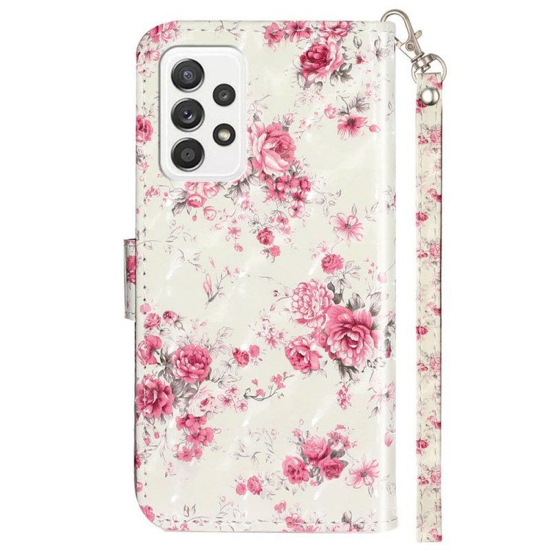 Folio-hoesje voor Samsung Galaxy A53 5G Met Ketting Riem Liberty Bloemen