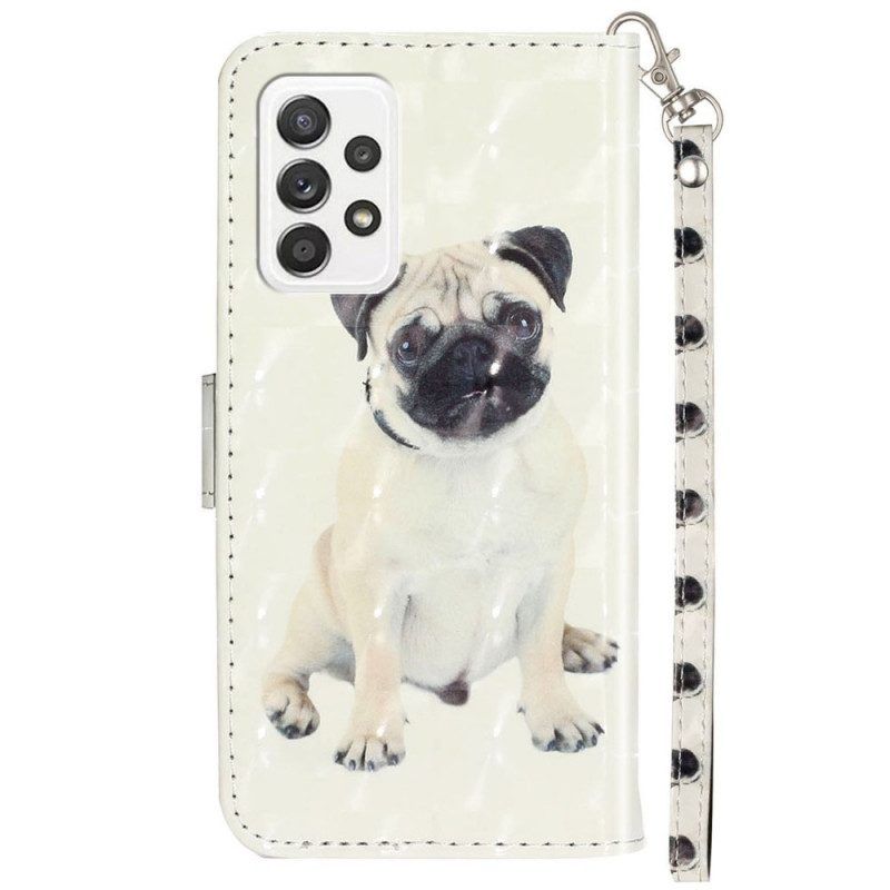 Folio-hoesje voor Samsung Galaxy A53 5G Met Ketting String Hond