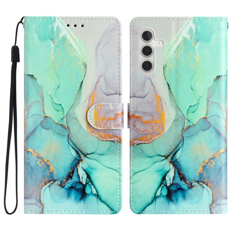 Folio-hoesje voor Samsung Galaxy A54 5G Met Ketting Gemarmerde Band