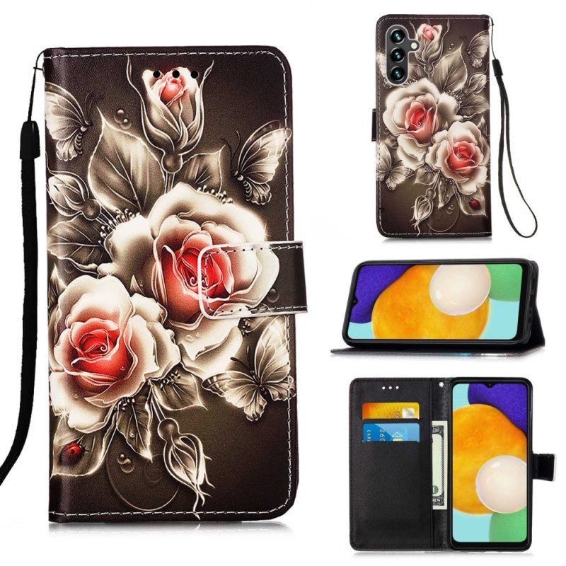 Folio-hoesje voor Samsung Galaxy A54 5G Met Ketting Riem Rozen