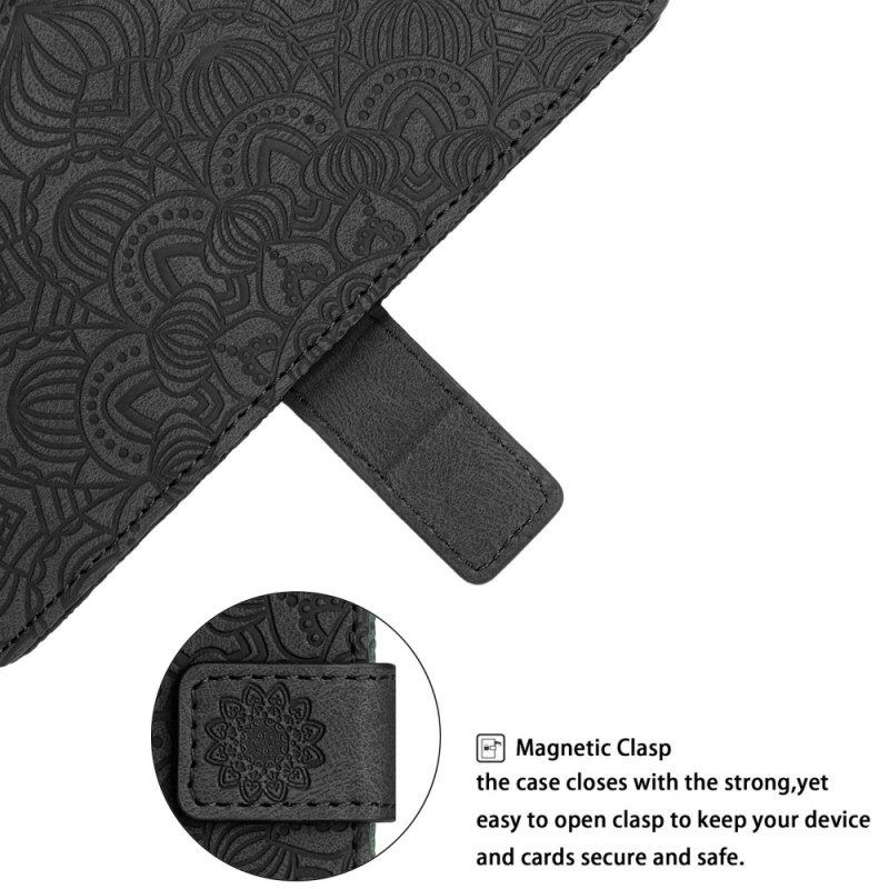 Folio-hoesje voor Samsung Galaxy A54 5G Met Ketting Strappy Mandala-afdruk