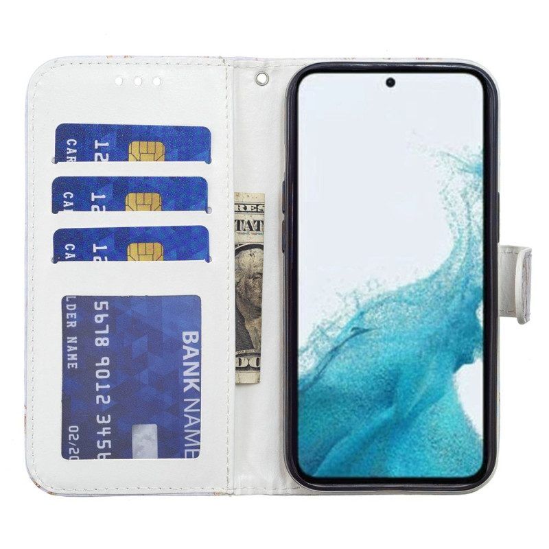 Folio-hoesje voor Samsung Galaxy A54 5G Met Ketting Tedere Wolf Met Riem