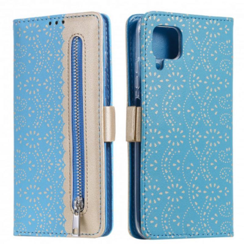 Folio-hoesje voor Samsung Galaxy M12 / A12 Met Ketting Portemonnee Met Kanten Riem