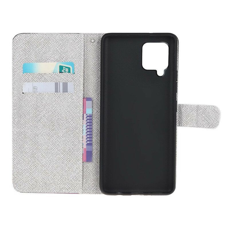 Folio-hoesje voor Samsung Galaxy M12 / A12 Met Ketting Strappy Libellen