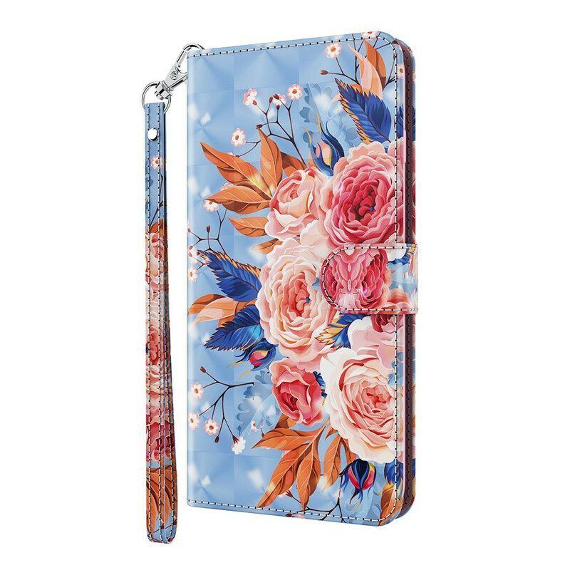 Folio-hoesje voor Samsung Galaxy M12 / A12 Romantische Lichtspot Met Lanyard