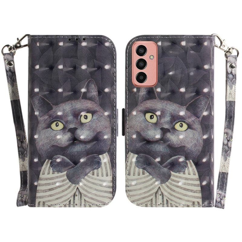 Folio-hoesje voor Samsung Galaxy M13 Kat Met Lanyard