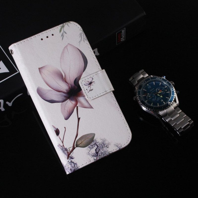 Folio-hoesje voor Samsung Galaxy M13 Met Ketting Vintage Strappy Bloem