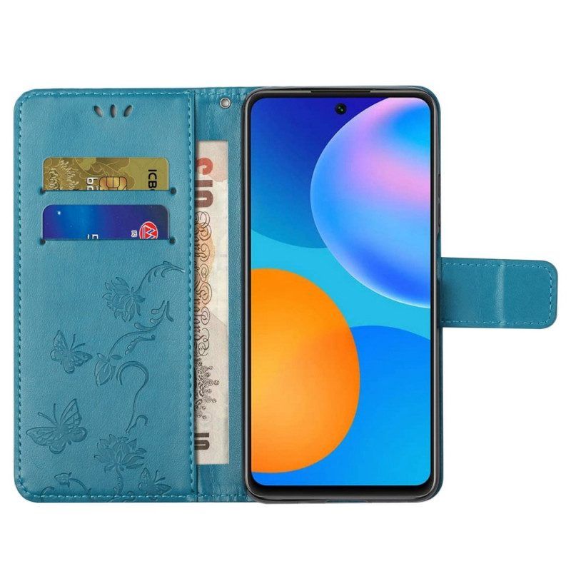 Folio-hoesje voor Samsung Galaxy M23 5G Met Ketting Riem Bloemen