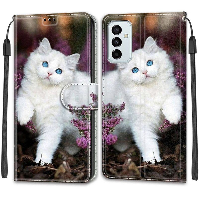 Folio-hoesje voor Samsung Galaxy M23 5G Met Ketting String Cat Fan