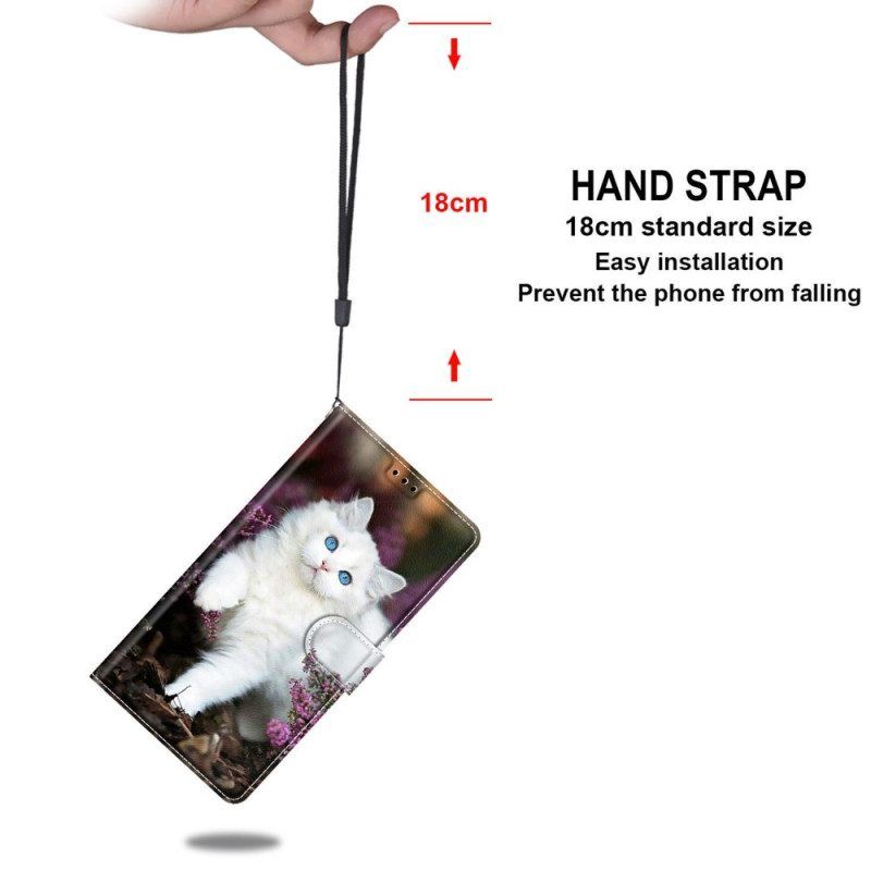 Folio-hoesje voor Samsung Galaxy M23 5G Met Ketting String Cat Fan