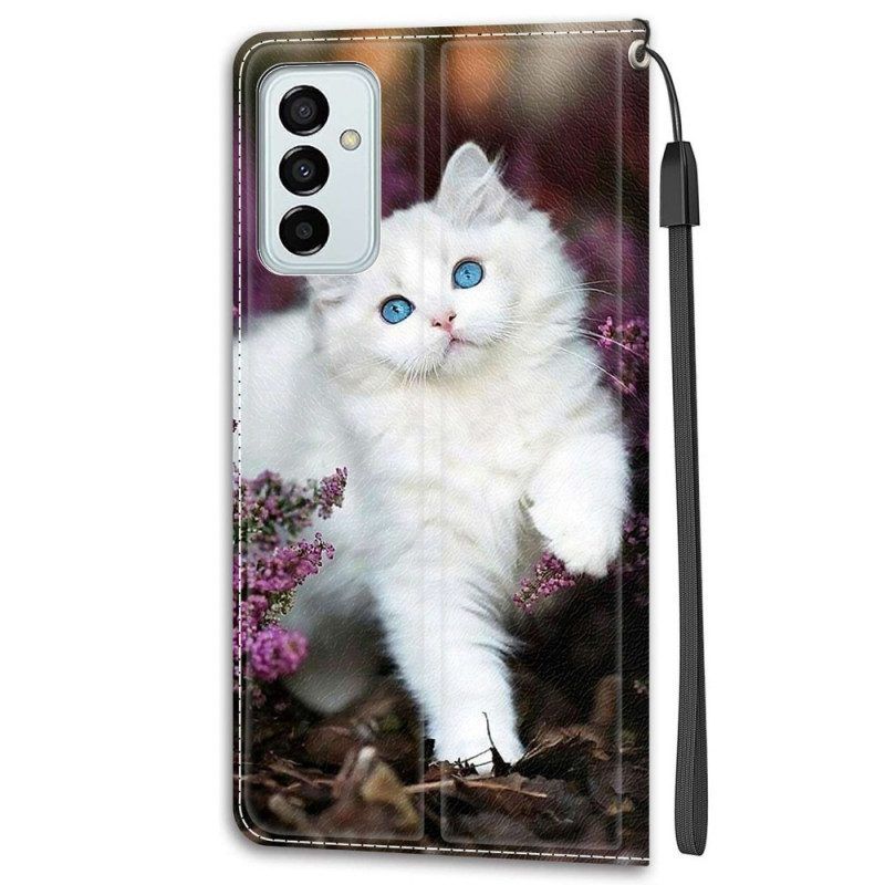 Folio-hoesje voor Samsung Galaxy M23 5G Met Ketting String Cat Fan