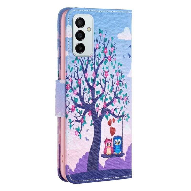 Folio-hoesje voor Samsung Galaxy M23 5G Uilen Op De Schommel