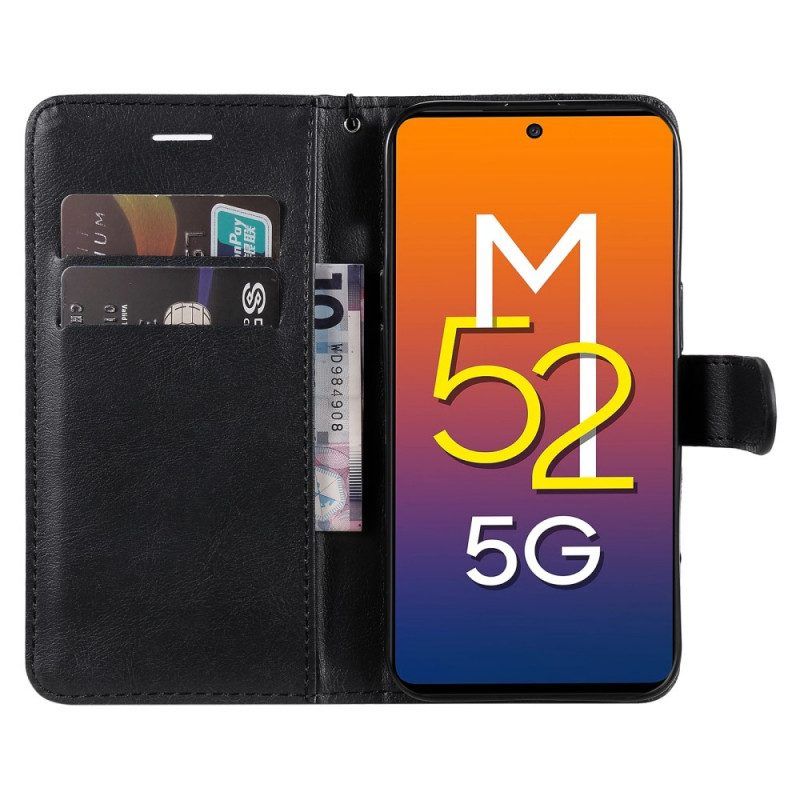 Folio-hoesje voor Samsung Galaxy M52 5G Met Ketting Strappy Mat Leer