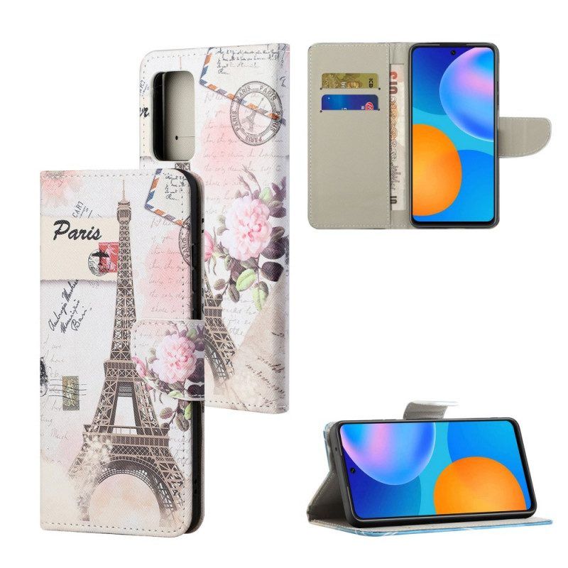 Folio-hoesje voor Samsung Galaxy M52 5G Retro Eiffeltoren