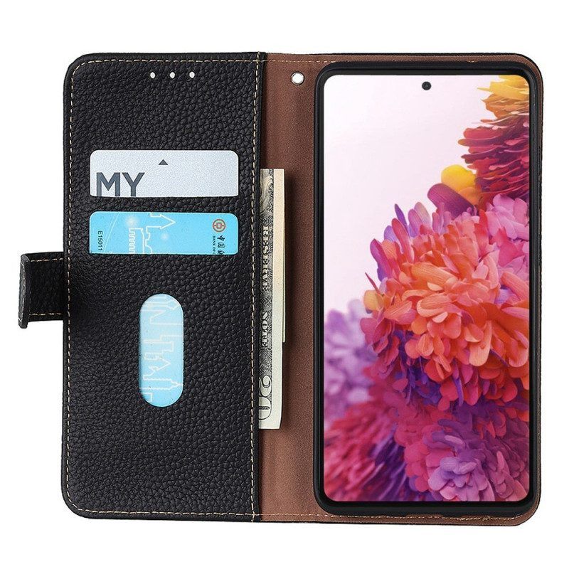 Folio-hoesje voor Samsung Galaxy M53 5G Khazneh Lychee Leer