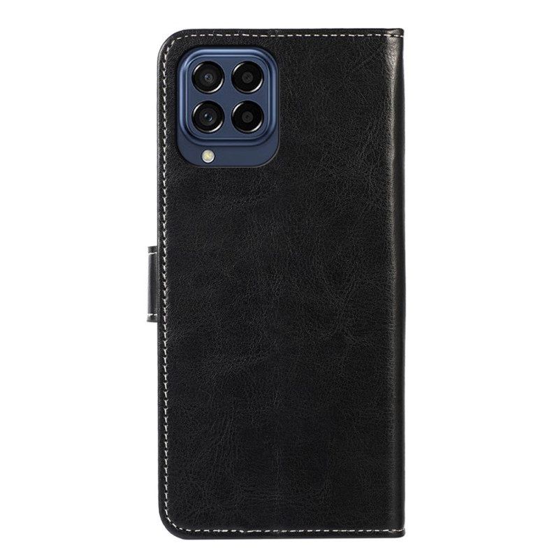 Folio-hoesje voor Samsung Galaxy M53 5G Leerstijl En Naden