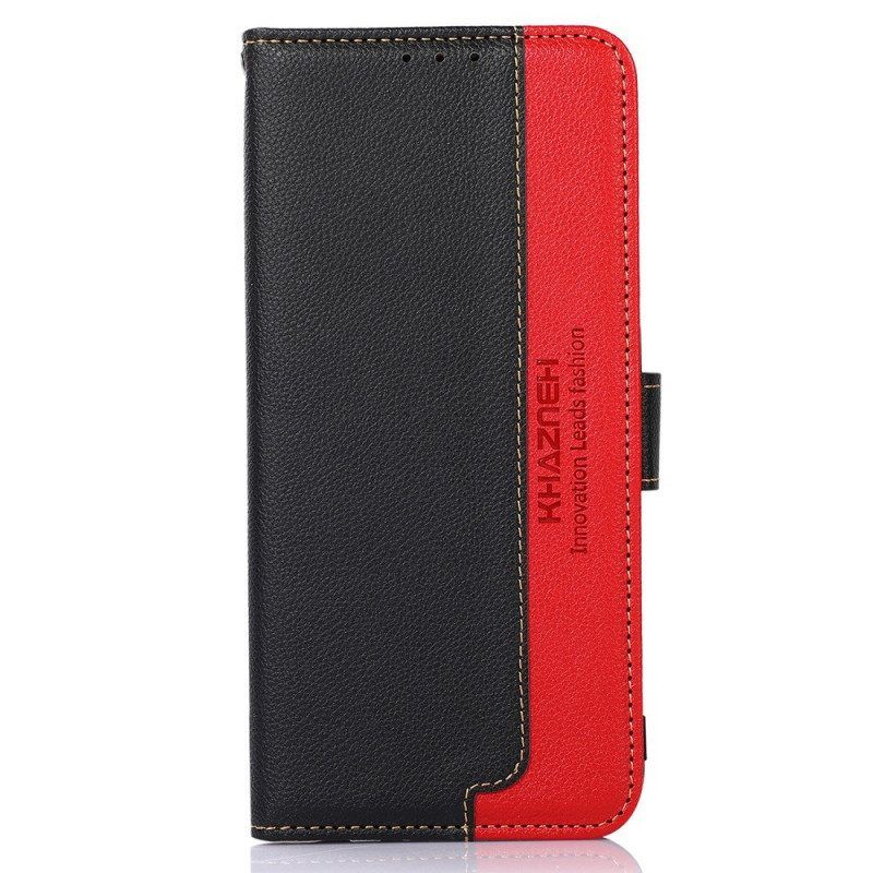 Folio-hoesje voor Samsung Galaxy M53 5G Lychee-stijl Rfid Khazneh