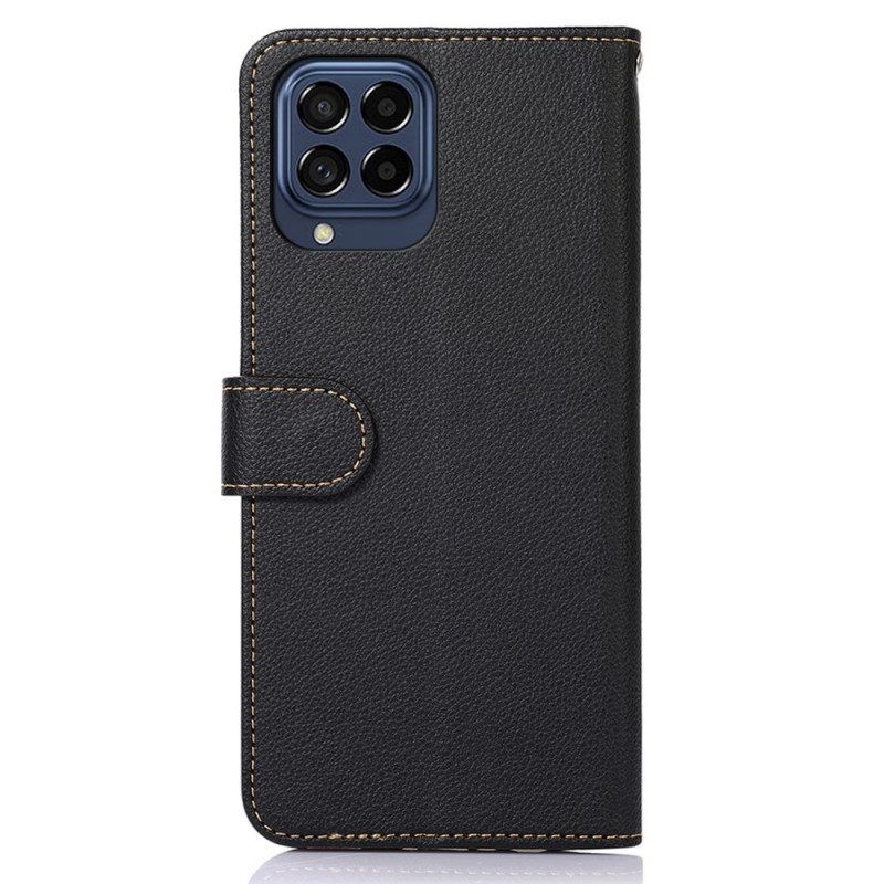 Folio-hoesje voor Samsung Galaxy M53 5G Lychee-stijl Rfid Khazneh