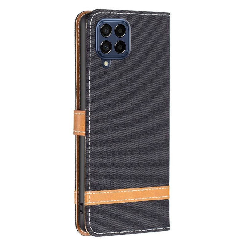 Folio-hoesje voor Samsung Galaxy M53 5G Met Ketting Band Van Stof En Leereffect