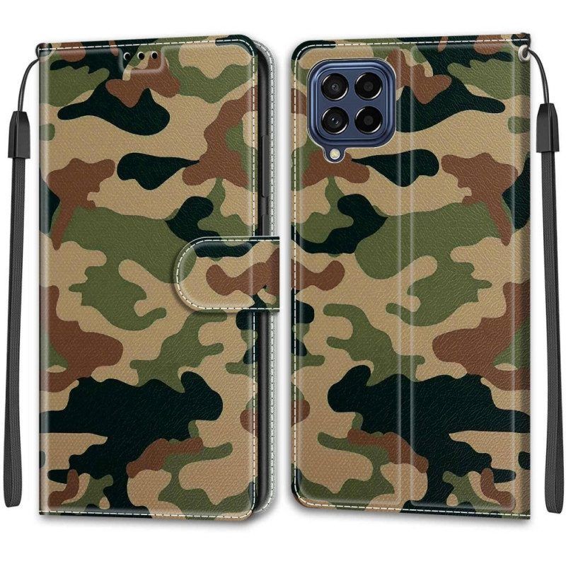 Folio-hoesje voor Samsung Galaxy M53 5G Met Ketting Camo Met Bandjes