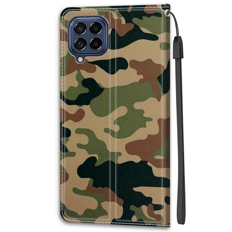 Folio-hoesje voor Samsung Galaxy M53 5G Met Ketting Camo Met Bandjes