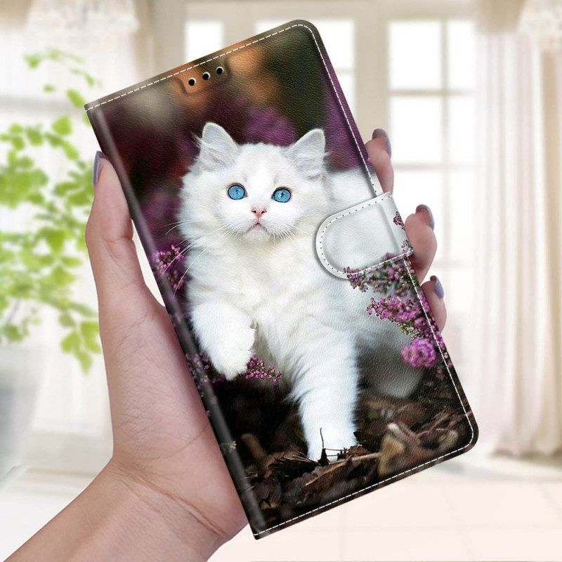 Folio-hoesje voor Samsung Galaxy M53 5G Met Ketting String Cat Fan