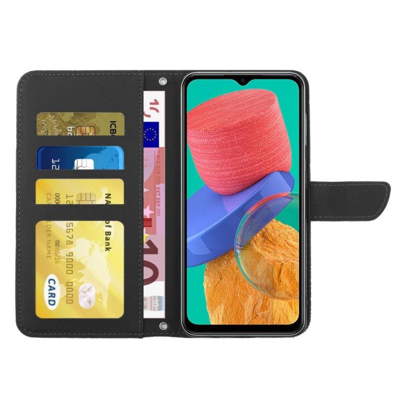 Folio-hoesje voor Samsung Galaxy M53 5G Vlinders En Schouderriem