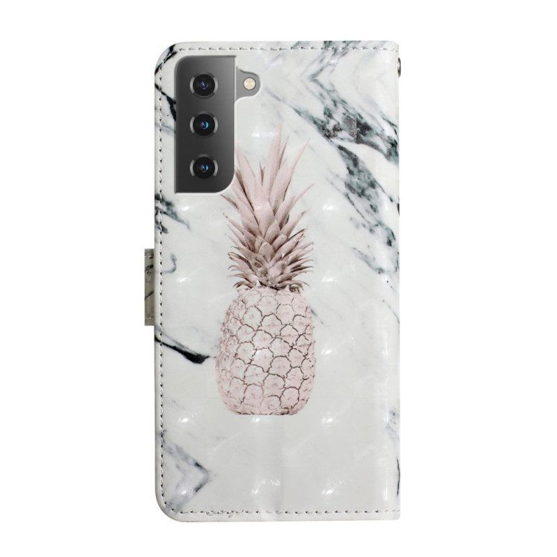 Folio-hoesje voor Samsung Galaxy S22 5G Lichte Vlek Ananas