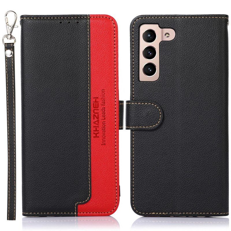 Folio-hoesje voor Samsung Galaxy S22 5G Lychee-stijl Rfid Khazneh