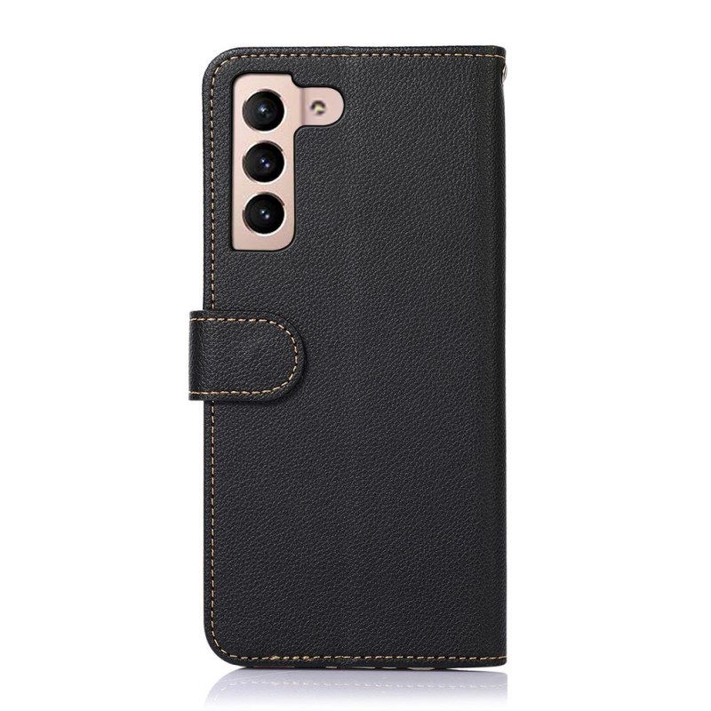 Folio-hoesje voor Samsung Galaxy S22 5G Lychee-stijl Rfid Khazneh