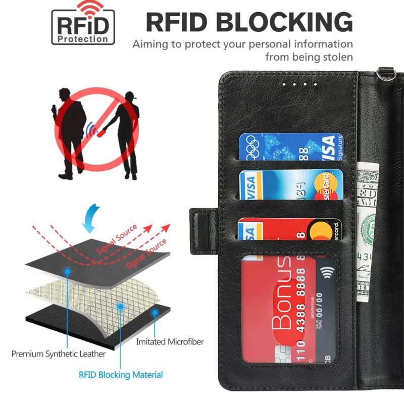 Folio-hoesje voor Samsung Galaxy S22 5G Stijl Leder Rfid-technologie