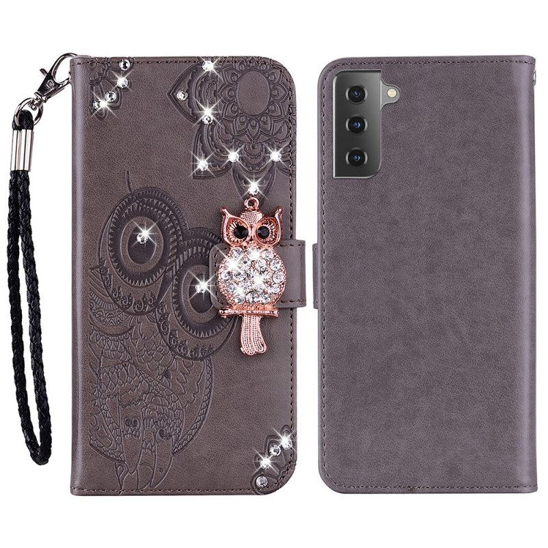 Folio-hoesje voor Samsung Galaxy S22 5G Uil Mandala En Charme